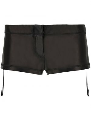 Shorts taille basse en cuir Ferragamo noir