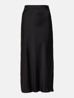 Falda midi de raso Brunello Cucinelli negro