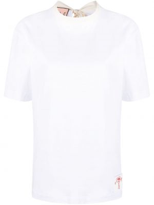 Bavlnené tričko s mašľou Plan C biela