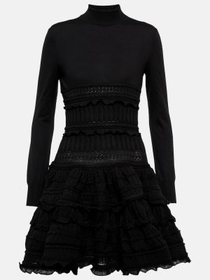 Vlnené šaty Alaïa čierna