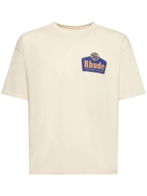 Camiseta de algodón Rhude blanco