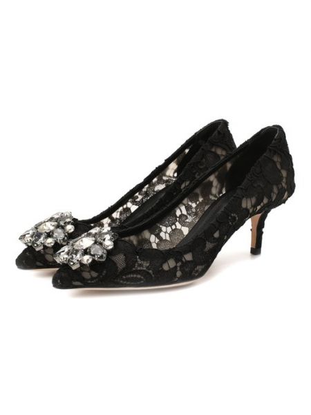 Кружевные туфли Dolce & Gabbana черные