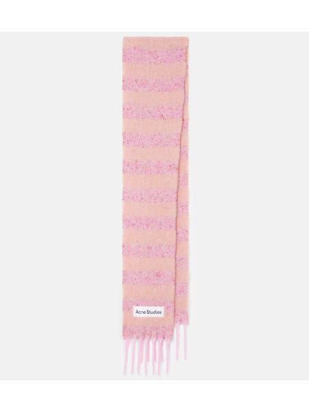 Halsduk i ull med mönster i ränder Acne Studios rosa