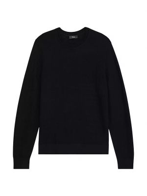 Шерстяной свитер из шерсти мериноса с круглым вырезом Theory черный