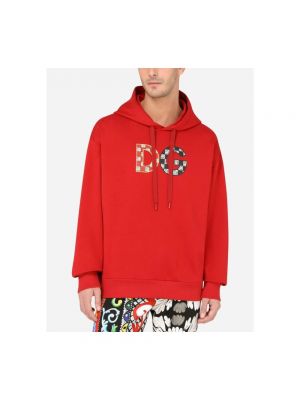 Sudadera con capucha de algodón Dolce & Gabbana rojo