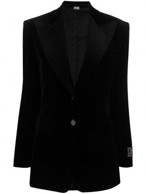 Žametni blazer iz rebrastega žameta Gucci črna