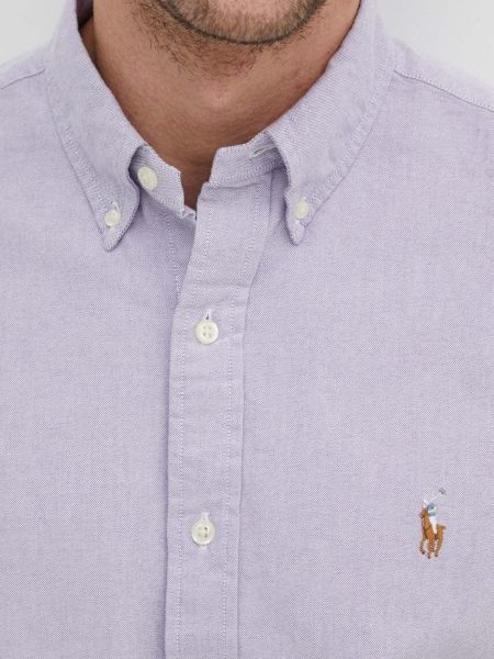 Пухова бавовняна сорочка на ґудзиках Polo Ralph Lauren фіолетова