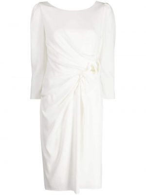 Midi haljina s draperijom od krep Paule Ka bijela