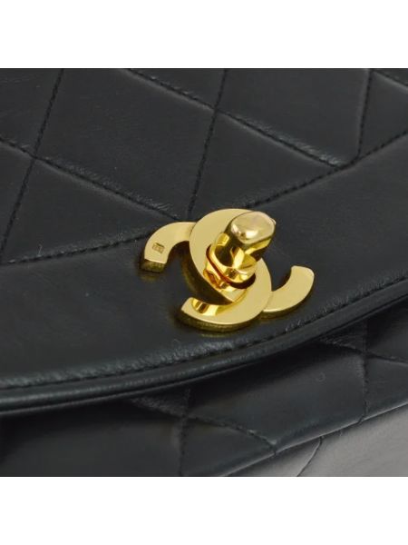 Bolso cruzado de cuero retro Chanel Vintage negro