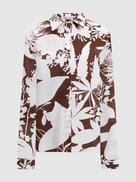 Шовкова блуза в квіточку з принтом Michael Kors біла