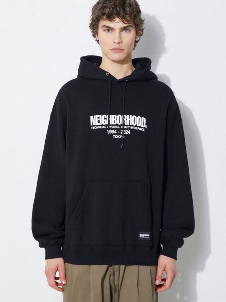 Klasična pamučna hoodie s kapuljačom Neighborhood crna