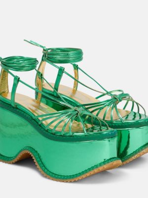 Sandały skórzane na platformie Vivienne Westwood zielone
