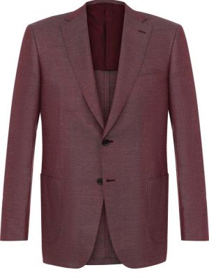 Льняной шерстяной пиджак Brioni бордовый