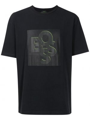 T-krekls ar apdruku džersija Boss melns