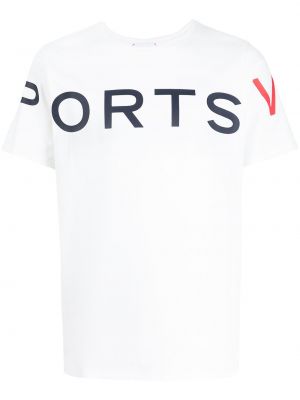 T-shirt en coton à imprimé Ports V blanc