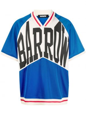 Koszulka z nadrukiem z dekoltem w serek Barrow niebieska