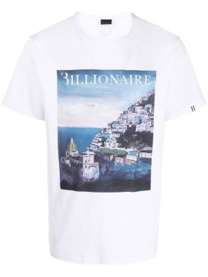 Тениска с принт Billionaire бяло
