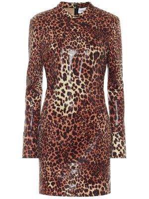 Mini robe en cuir à imprimé à imprimé léopard Stand Studio marron