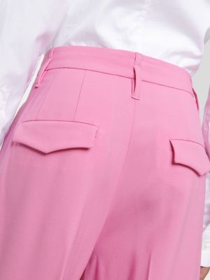 Μάλλινο παντελόνι σε φαρδιά γραμμή Dorothee Schumacher ροζ