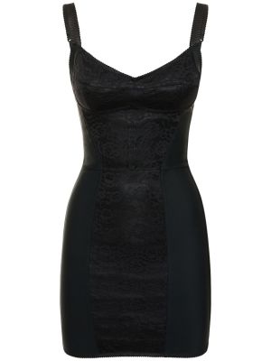 Satenska mini obleka Dolce & Gabbana črna