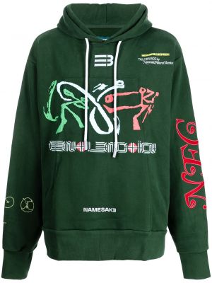 Pamučna hoodie s kapuljačom s printom Namesake zelena