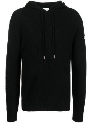 Pletena hoodie s kapuljačom Moncler crna