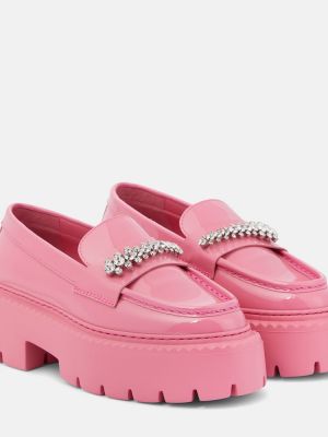 Lakované kožené loafers Jimmy Choo růžové