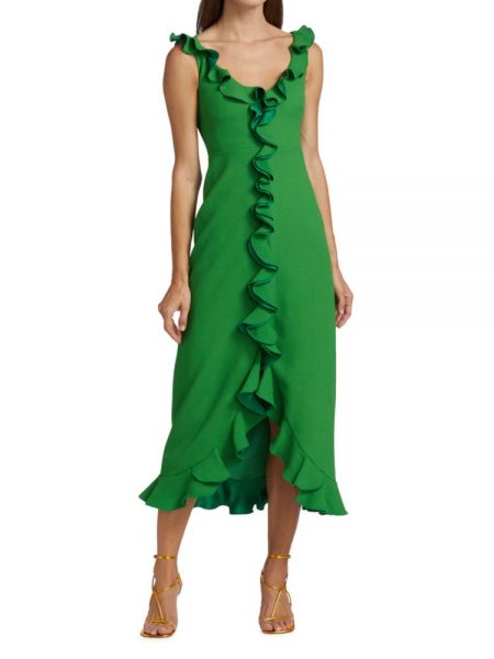 Зеленое платье миди с рюшами Giambattista Valli
