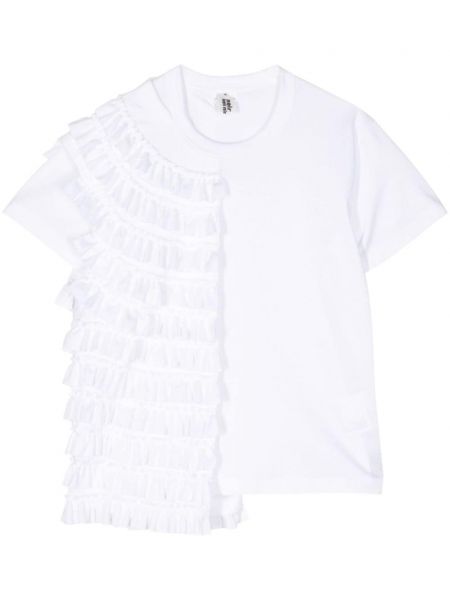 Koszulka bawełniana z falbankami Noir Kei Ninomiya biała