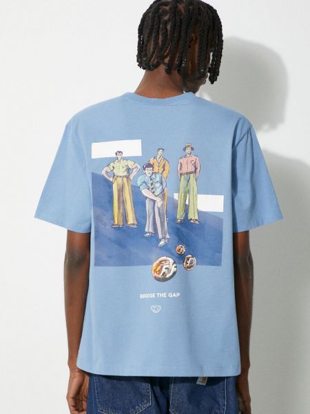 Koszulka bawełniana z nadrukiem Filling Pieces niebieska