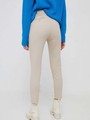 Přiléhavé kalhoty s vysokým pasem Sisley béžové