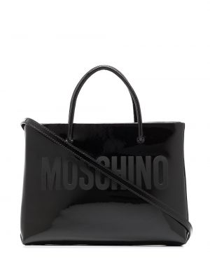 Trykt lær shoppingbag Moschino svart