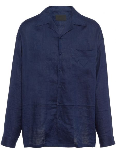 Lanena srajca Prada modra