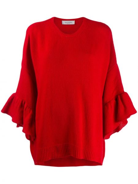 Jersey con volantes de tela jersey Valentino rojo