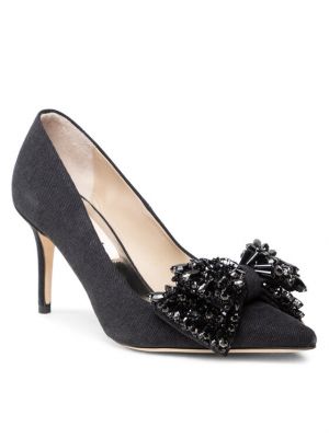 Полуотворени обувки с ток с кристали Custommade черно
