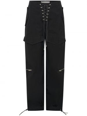 Nėriniuotos „cargo“ stiliaus kelnės su raišteliais Dion Lee juoda
