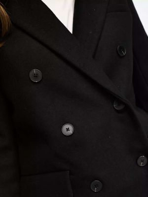 Двубортное пальто Stradivarius черное
