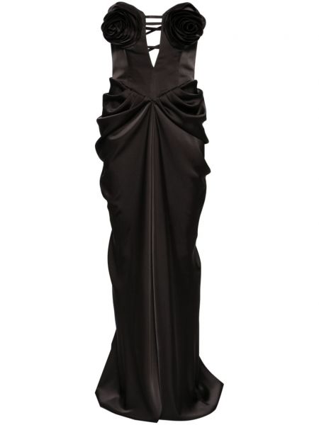 Φλοράλ σατέν κοκτέιλ φόρεμα Ana Radu μαύρο
