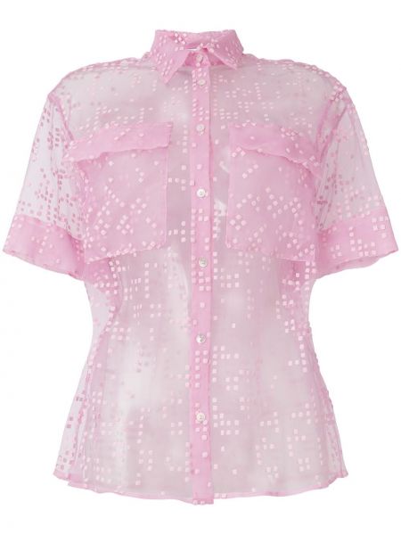 Рубашка сетчатая полупрозрачная с узором Si-jay, розовая