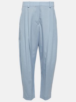 Укороченные шерстяные брюки со складками STELLA MCCARTNEY синий