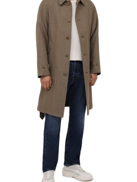 Шелковое шерстяное пальто Ralph Lauren бежевое