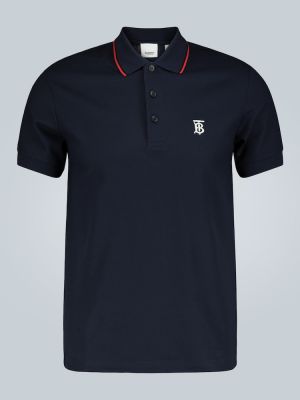 Polo di cotone Burberry blu