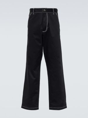 Памучни прав панталон бродирани Prada черно