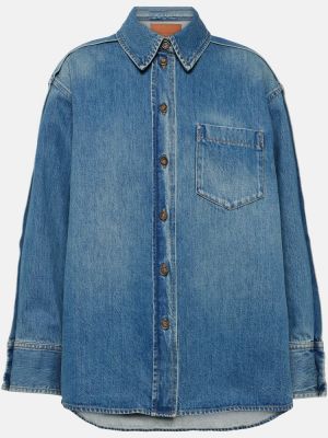 Oversized džínová košile Victoria Beckham modrá