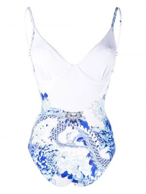 Badeanzug mit print mit kristallen Camilla blau