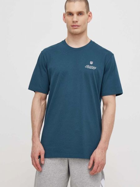 Koszulka z nadrukiem bawełniana Adidas Originals niebieska