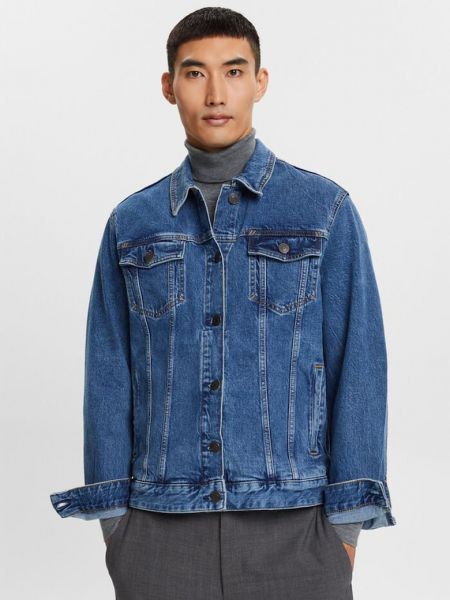 Джинсовая куртка с карманами Esprit синяя