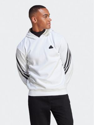 Суичър с качулка на райета Adidas бяло