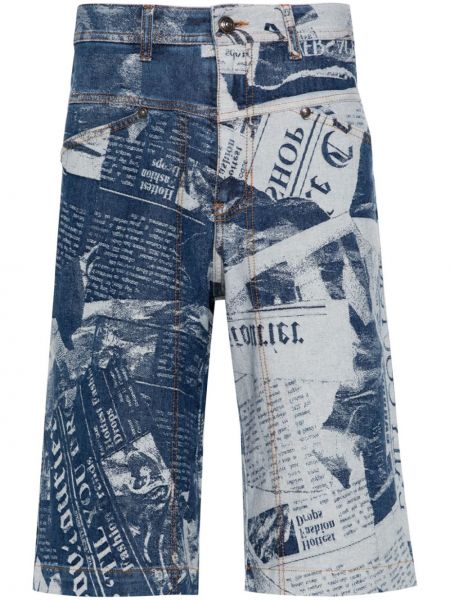 Shorts en jean à imprimé Versace Jeans Couture bleu