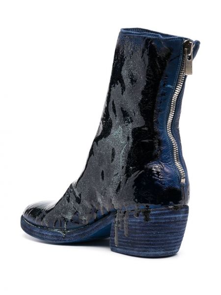 Lakované kožené kotníkové boty Guidi modré